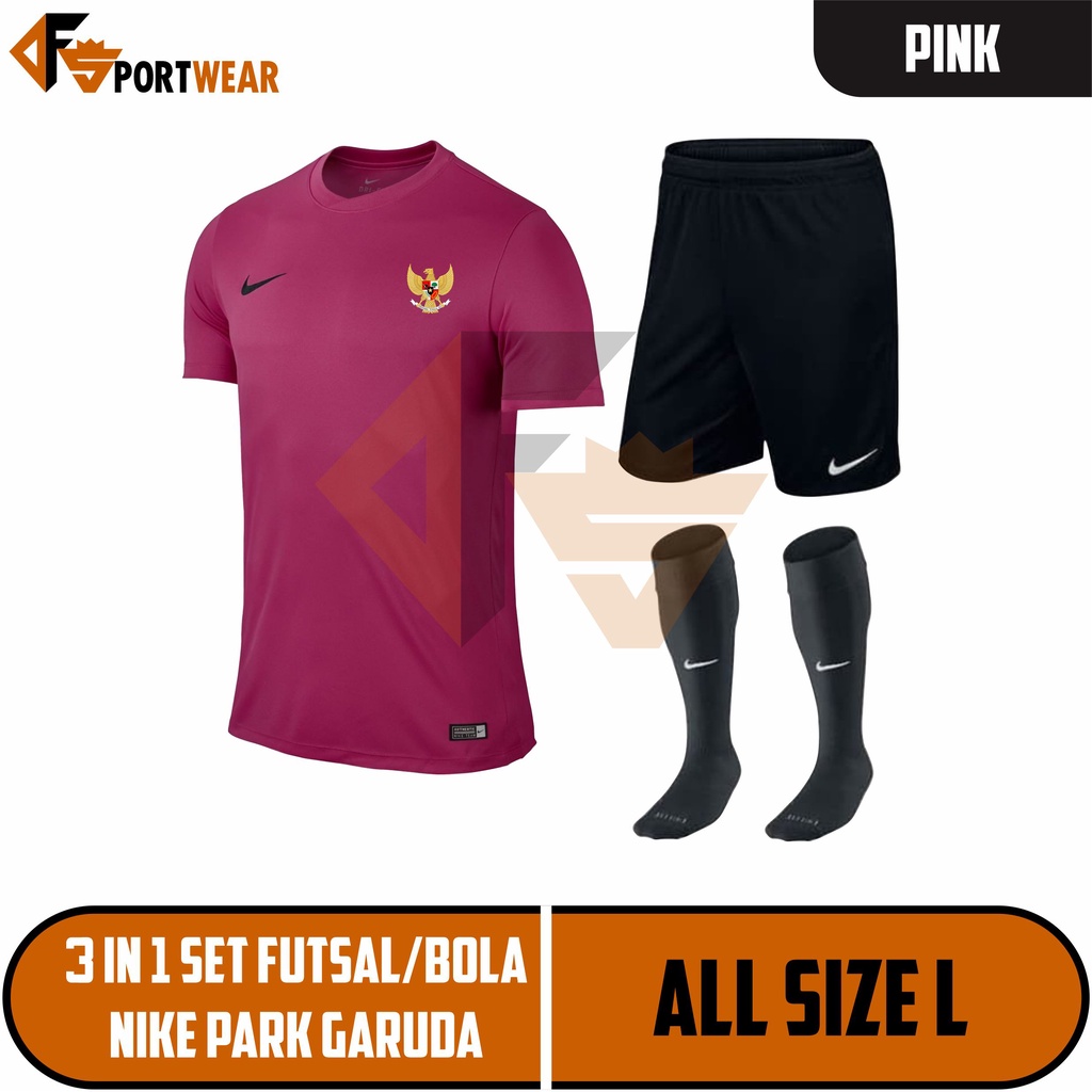 STELAN JERSEY FUTSAL + KAUS KAKI / TRAINING SEPAK BOLA TIMNAS INDONESIA GARUDA [PINK]