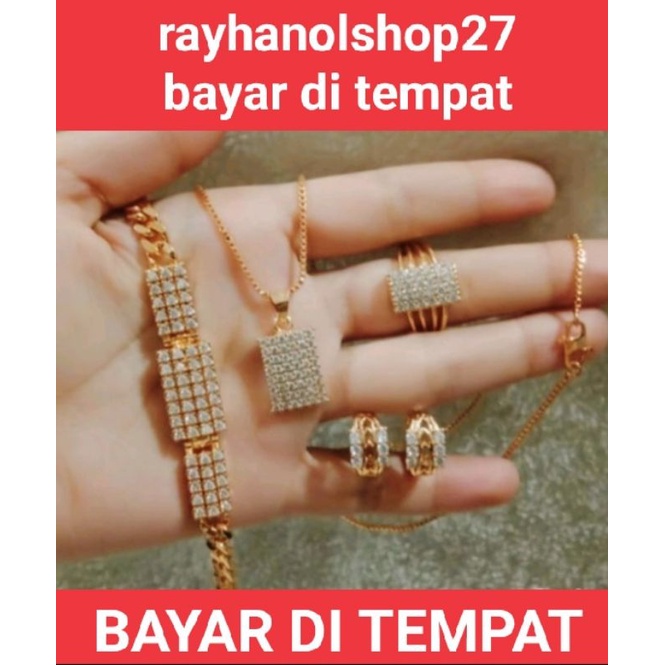 perhiasan wanita titanium xuping anti karat pilihan model dan motif nya mewah satu set lapis mas 24K