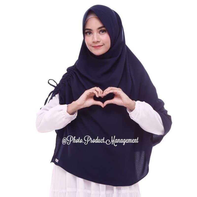 Khimar serut Ceruty 2 layer, jilbab instan,  hijab syari,  tudung kerudung krudung dua undak lapis