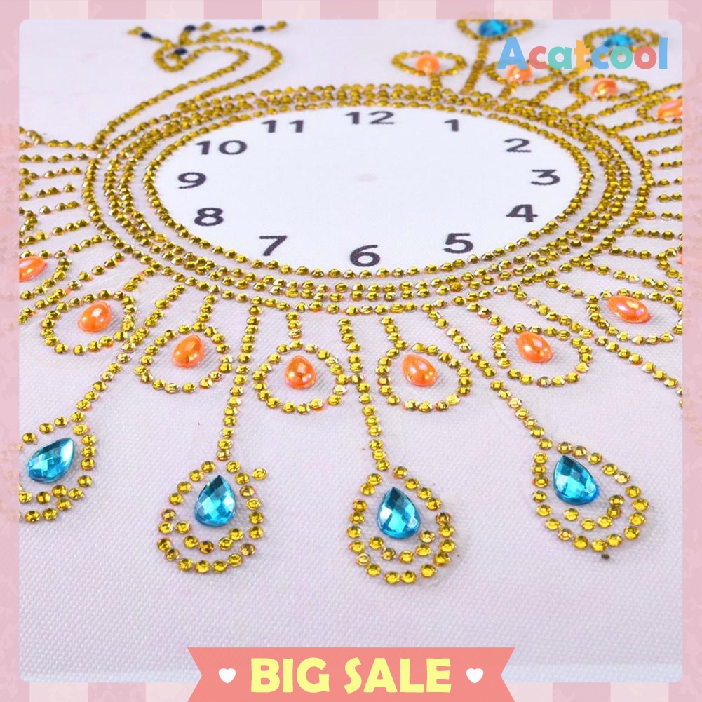 DIY Special Shaped Diamond Painting Peafowl Wall Clock Embroidery Craft