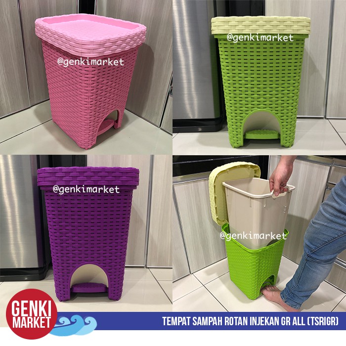 Jual Tempat Sampah Injak Rotan Tong Sampah Indoor Keranjang Sampah Genki Market Indonesia 5628