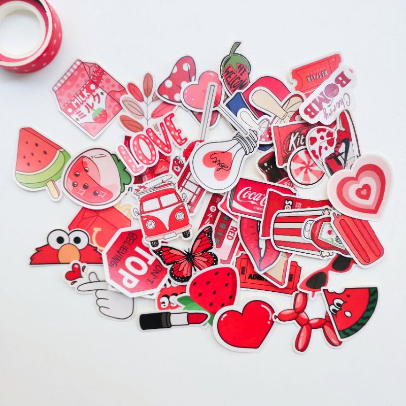 

45+ Set Sticker Tumblr "RED"/ Tahan Air (Tinggal Tempel)