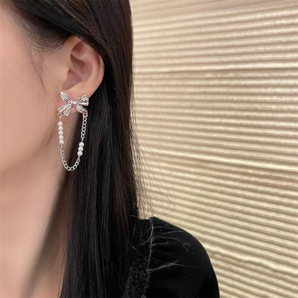 Mxbeauty Wanita Menjuntai Anting Geometris Vintage Pesta Gadis Hadiah Paduan Mutiara Kupu-Kupu Rumbai