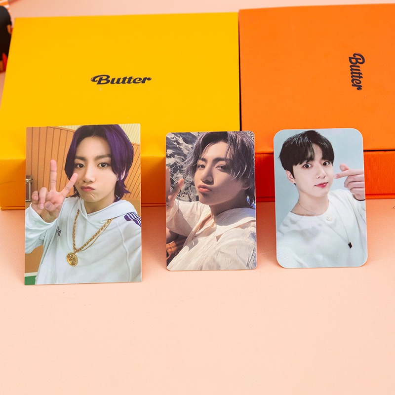 Kpop BTS Butter Album Krim Peaches Ver. Stiker Strip Kartu Foto Lipat Untuk Koleksi ARMY