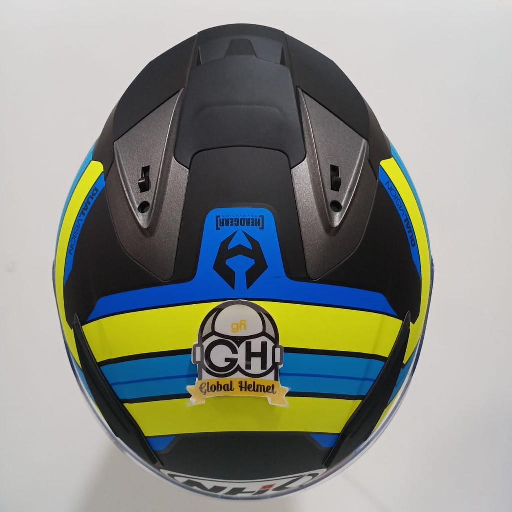 HELM NHK R1 XINOID NHK R-1 XINOID BLACK YELLOW BLUE DOFF DOUBLE VISOR