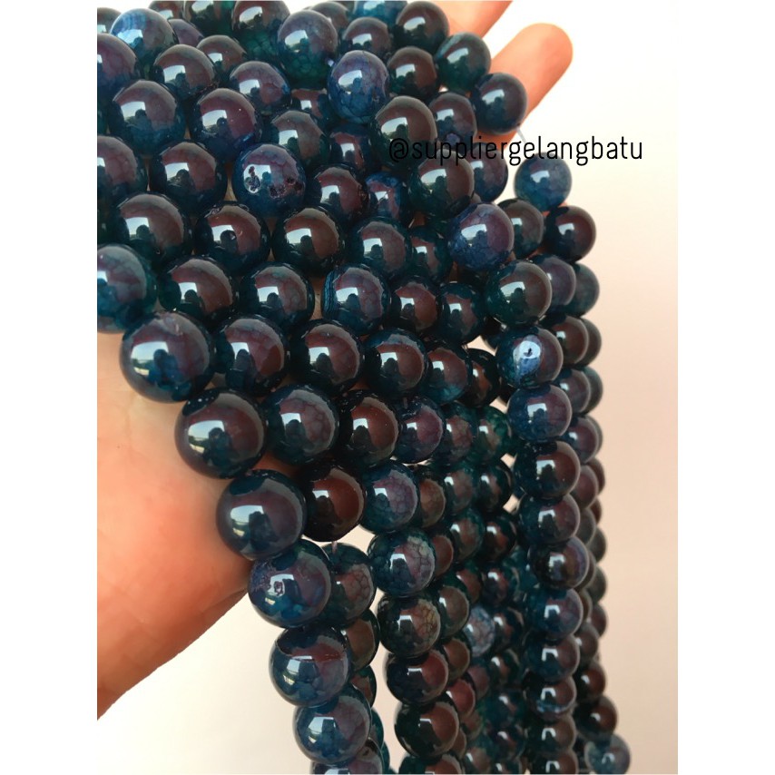 batu agate biru serat blue onyx 12mm akik alam natural supplier craft supplier grosir craft fashion