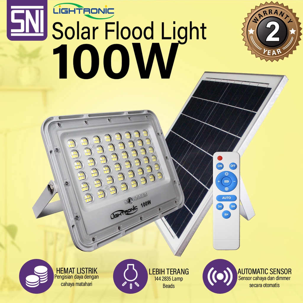 LAMPU SOROT SOLAR LED FLOOD LIGHT REAL 100 WATT 100W LIGHTRONIC