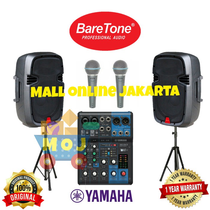 Paket Speaker baretone 15 inch max 15mh mixer yamaha mg06xu original