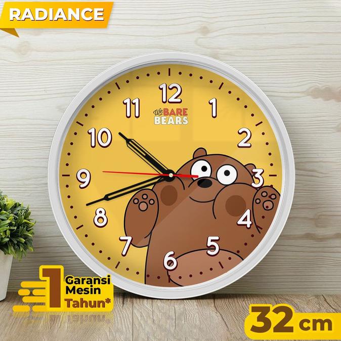 Produk Unggulan Jam Dinding We Bare Bear Kartun 32Cm Grizzly Panda Ice Bear Minimalis Trendi