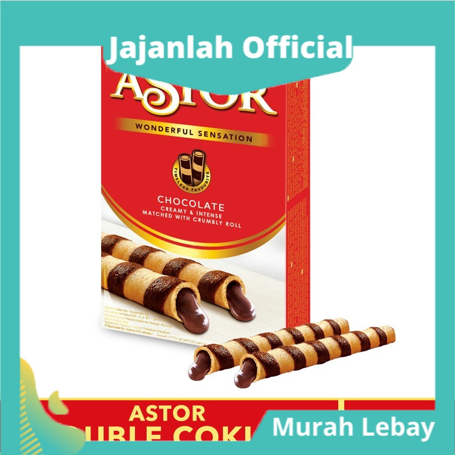 

ASTOR DOUBLE CHOCOLATE 40 GR - SNACK WAFER STICK COKLAT CRUMBLY ROLL Jajanlah Official