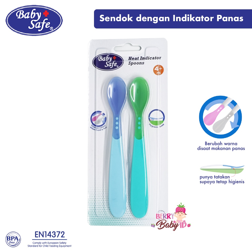 Baby Safe Heat Indicator Spoon Round Square Sendok Indikator Panas 4m+ Berry Mart