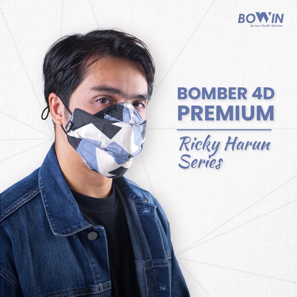 Bowin Masker Bomber - 2x Anti Bakteri &amp; Percikan (Masker Kain 4 Lapis)