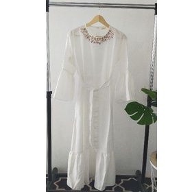 Dress putih payet mewah gamis midi putih