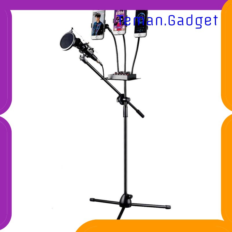 TG-BD085 Microphone Standing Holder Tripod with 3 x Smartphone Holder - NB04P