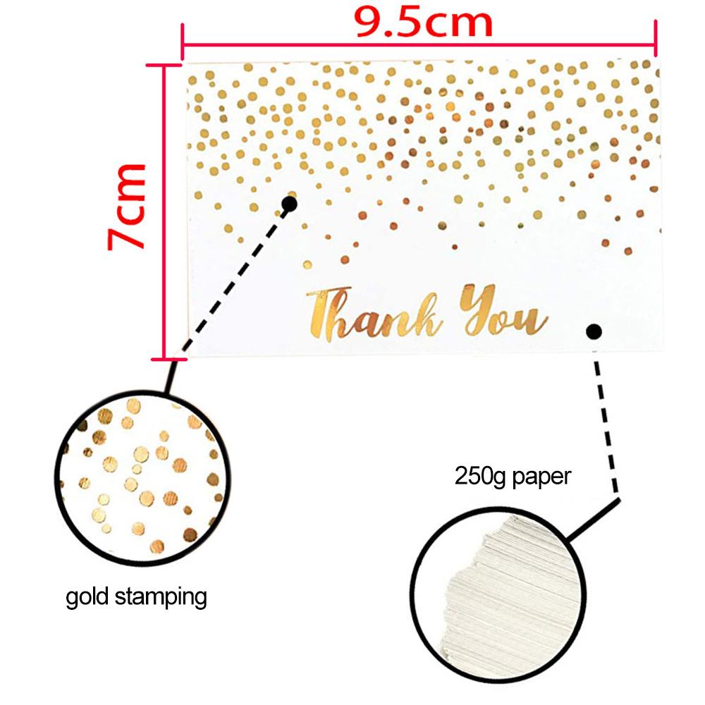 Top 50PCS Kartu Ucapan Putih7 * 9.5cm Pesta Pernikahan Thank You Bronzing Pattern