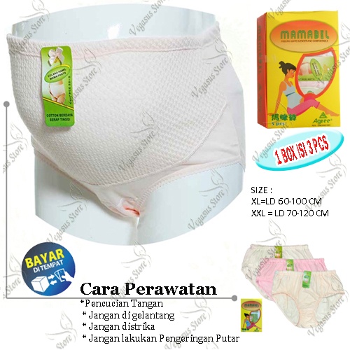 3Pcs Celana Ibu Hamil 1BOX kuning Ukuran XL &amp; XXL Celana Dalam Ibu Hamil MAMABEL /Maternity