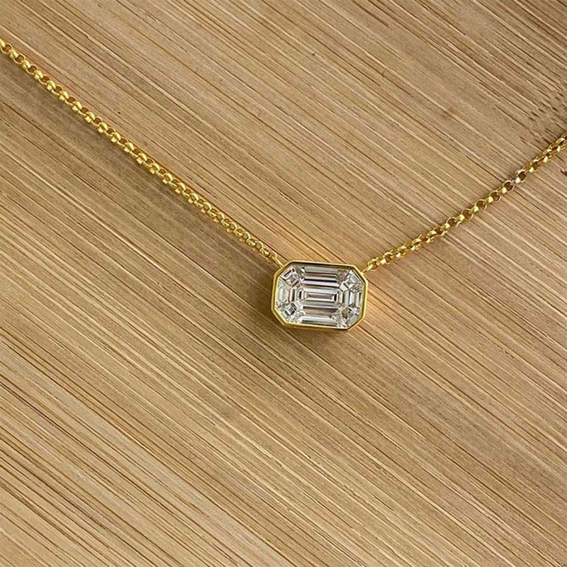 Kalung Dengan Liontin Bentuk Geometris Bahan Cubic Zirconia Untuk Wanita