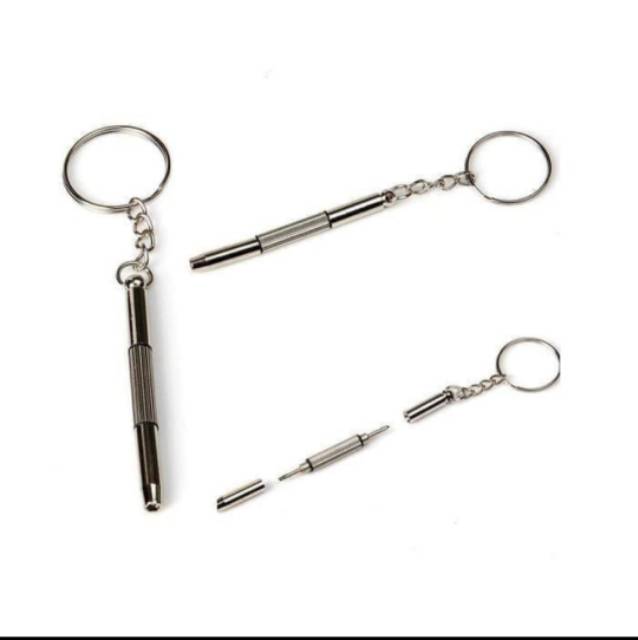 gantungan kunci obeng plus minus mini screwdriver keychain 4 in 1