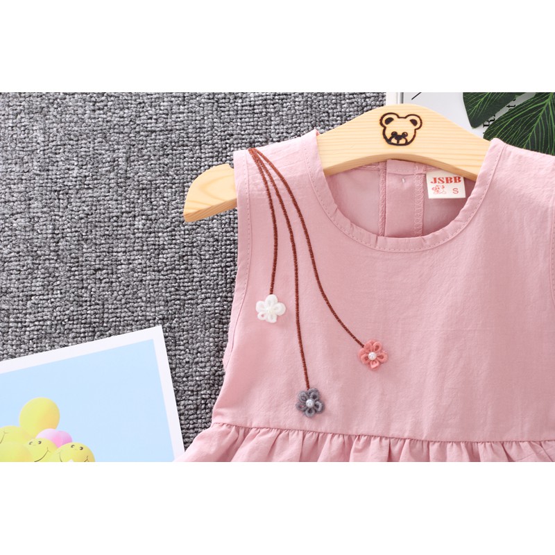 Gaun Anak Perempuan Casual Bunga Polos Bahan Catton Baju Import