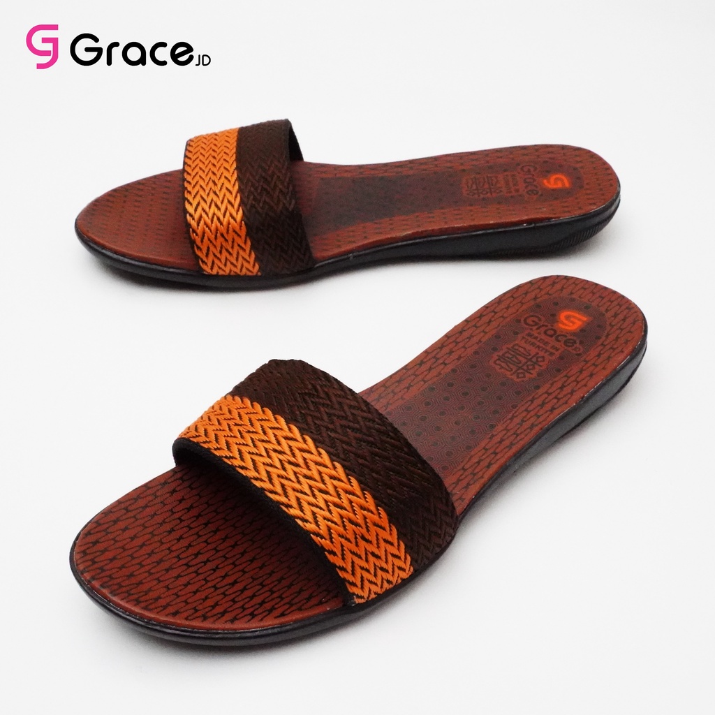 GRACE [Rajut Selop Tapak Coklat] Sandal Cewek Turki Rajut/ Sandal Wanita Turkey Slop/ Sendal Cewek