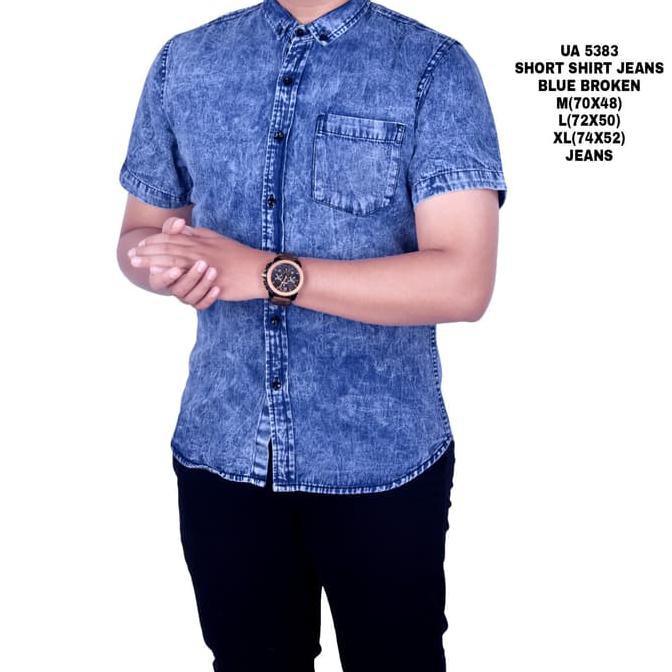 Kemeja Jeans Pria/Kemeja Jeans Lengan Pendek/ Jeans Pria