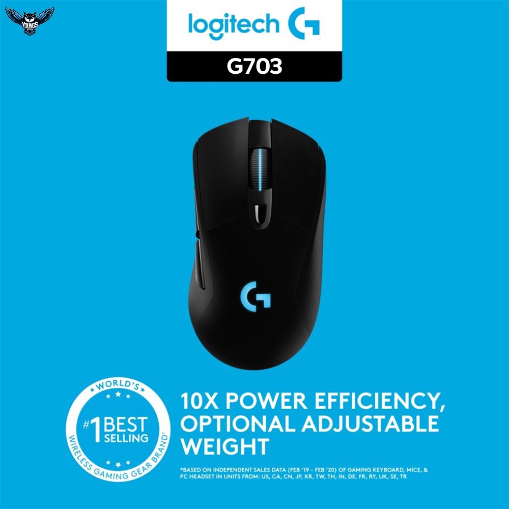 Logitech G703 HERO Lightspeed Mouse Gaming Wireless RGB HERO 25K DPI