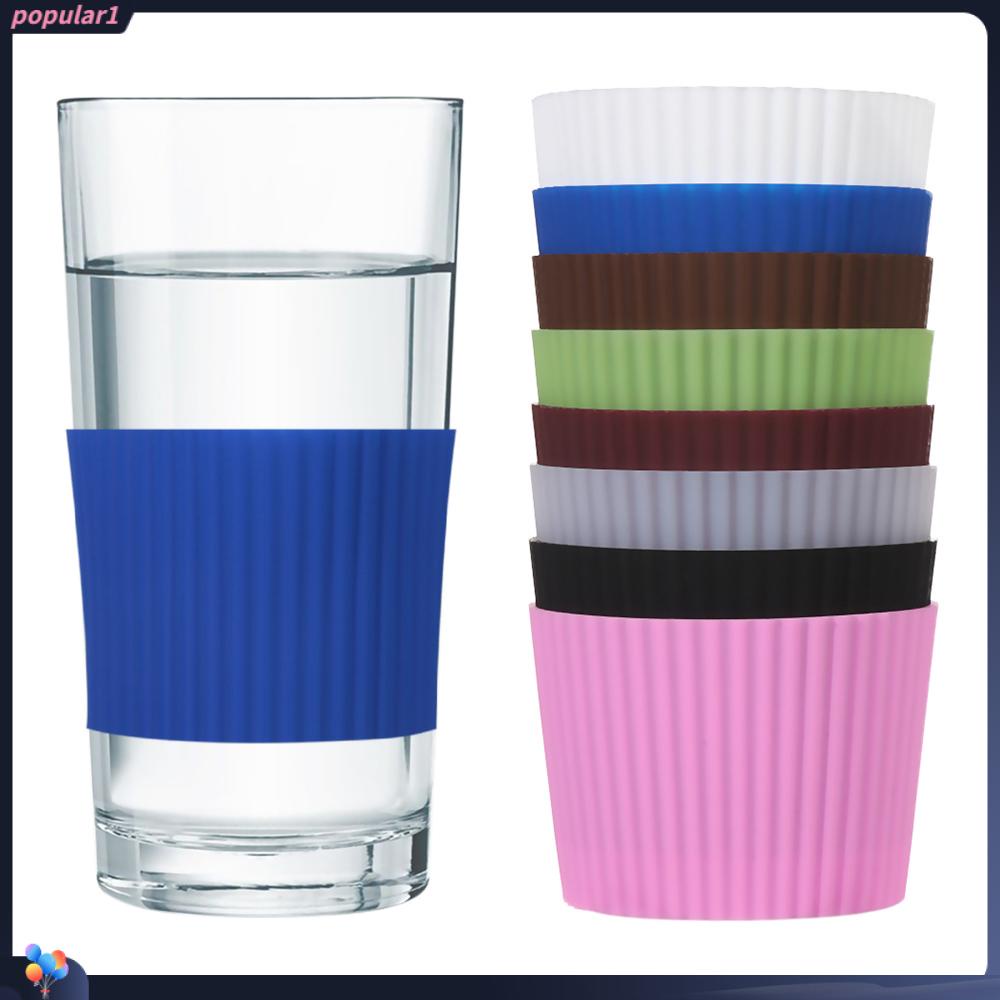 POPULAR Kitchen Tool Bottle Sleeves Table Mats Thermos Cup Coasters Silicone Cup Sleeve Non-Slip Round Durable Anti-fall Insulation Cup Cover/Multicolor