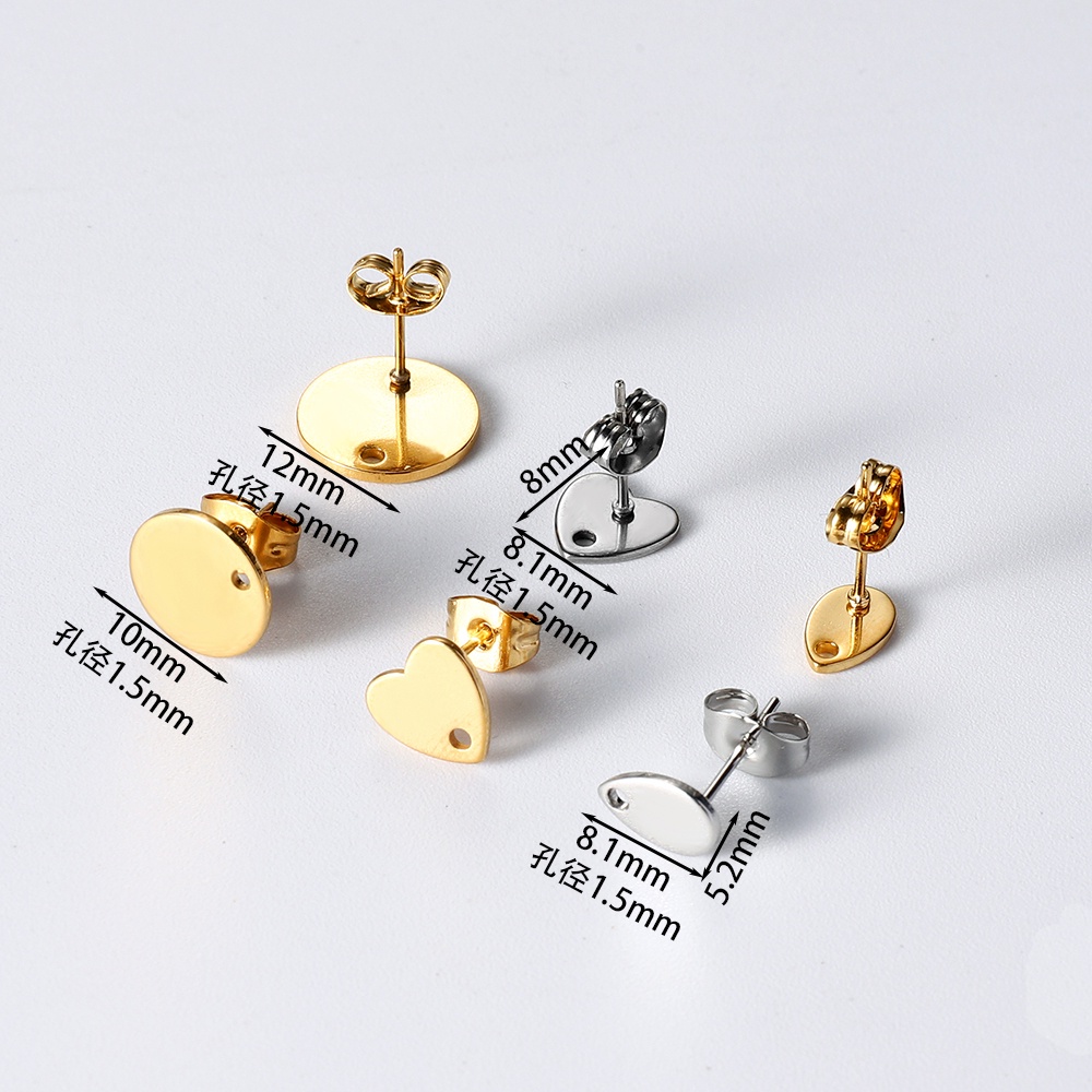 10pcs Anting stud Panjang Bahan titanium Warna Emas Muda anti Karat Gaya Korea Untuk Wanita Dewasa forever