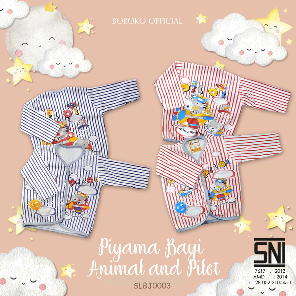 BOBOKO BAJU BAYI LENGAN PANJANG SALUR BA NEW BORN MOTIF RANDOM