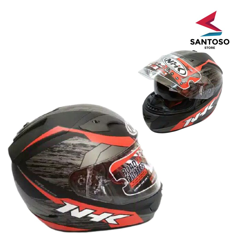 Helm Full Face SNI NHK GP1000 Axion Black Red Doff Hitam Merah Dop Double Visor