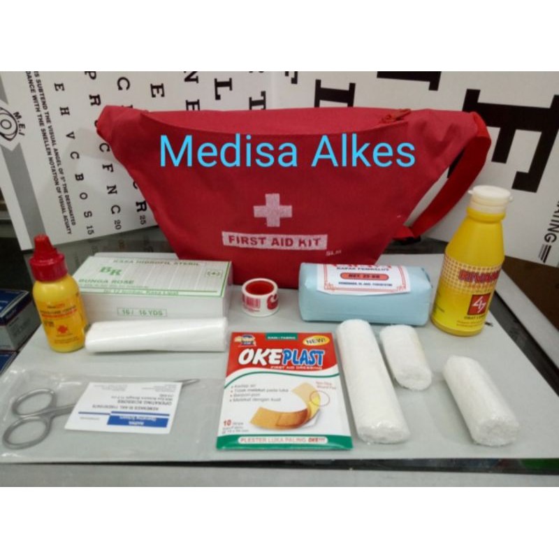 Tas p3k pinggang + isi / p3k travel minimalis / paket tas p3k pinggang