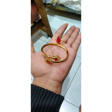 gelang tangan wanita motif love Free cincin permata merah titanium