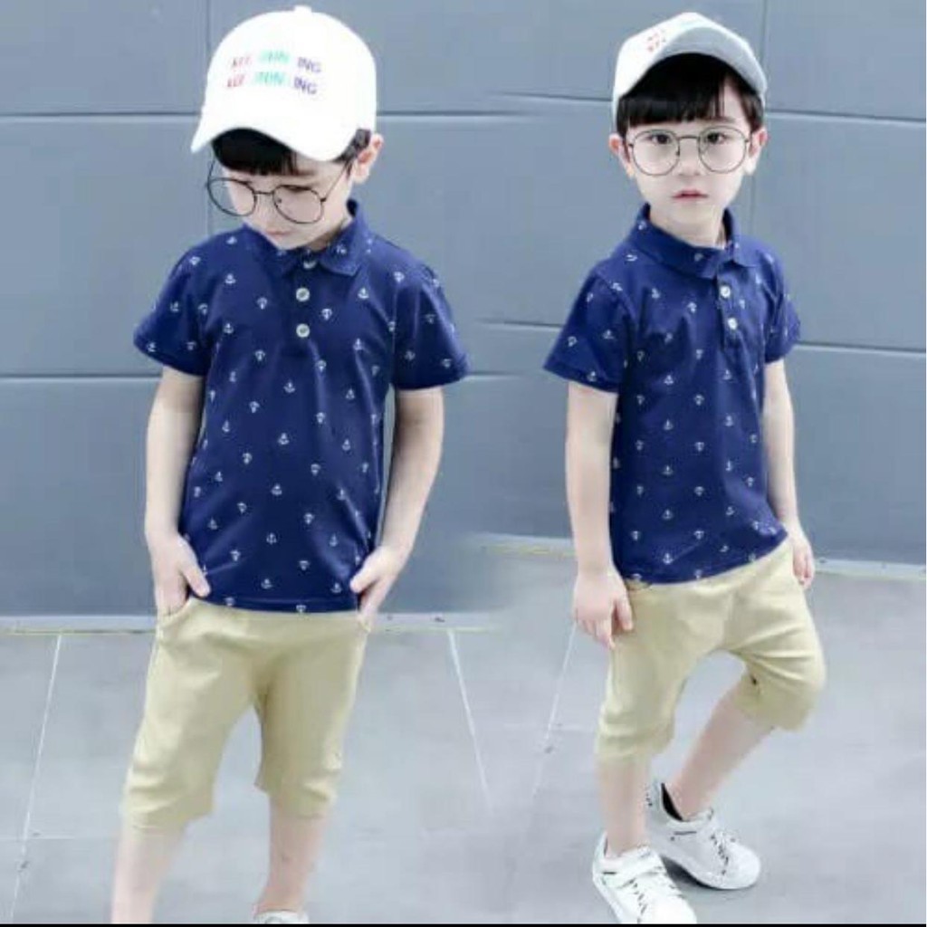 TokoMilkan - Setelan Baju Anak Laki Laki JANGKAR SET Kids |Setelan Anak Motif Jangkar