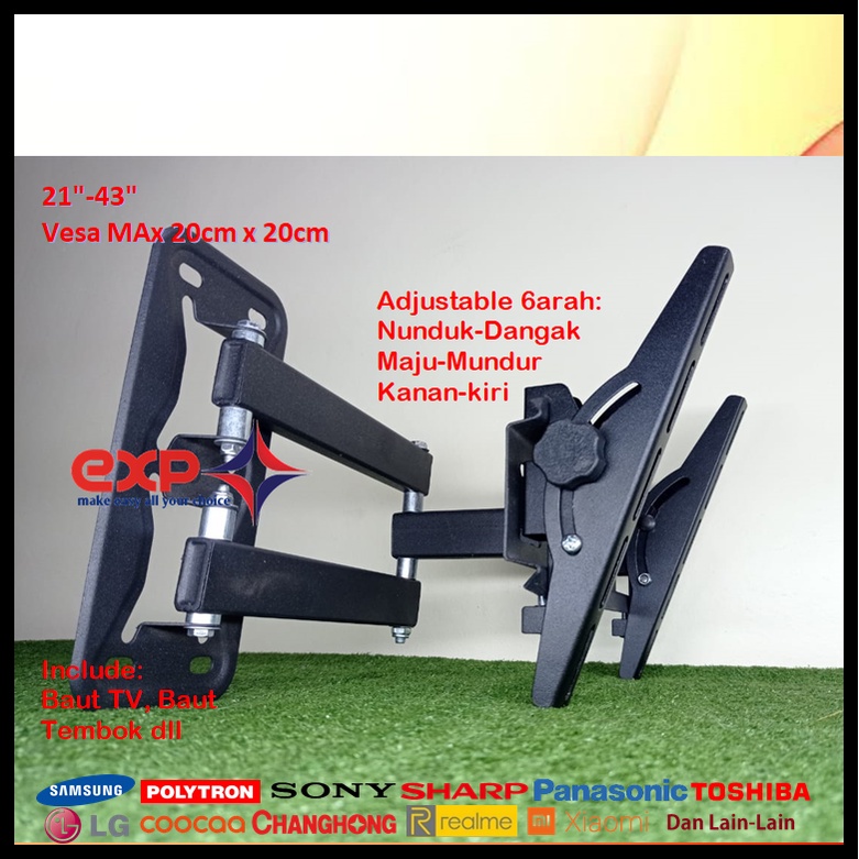 Bracket TV REALME 14 s/d 43 inch 6 ARAH FULL BESI SUPER KOKOH GARANSI 100% ORI