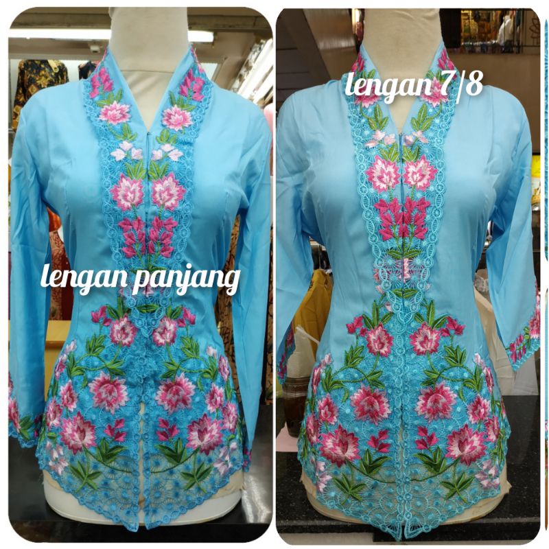 KEBAYA ENCIM BIRU MUDA MOTIF