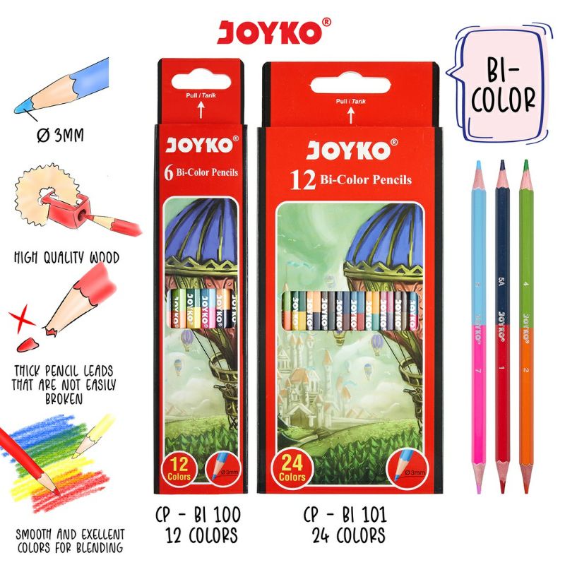 

Joyko Bi-Color Pencils Duo Color 2 Warna Per Pensil