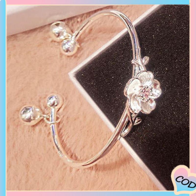 COD❤️ Pelajar Wanita Sederhana Pacar Pasangan Bell Gelang Hadiah Ulang Tahun Bunga Cherry Blossom-A.one