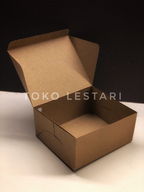 Box Kraft Coklat Dos Kotak untuk Kue,Snack,Donat dll uk 14x12x6,5 cm