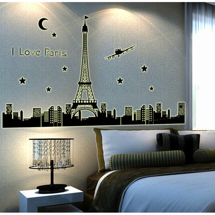 RELIZA Wallsticker GLOW UN THE DARK 60X90 I LOVE PARIS ABQ9602 STIKER DINDING / HIASAN DINDING ku