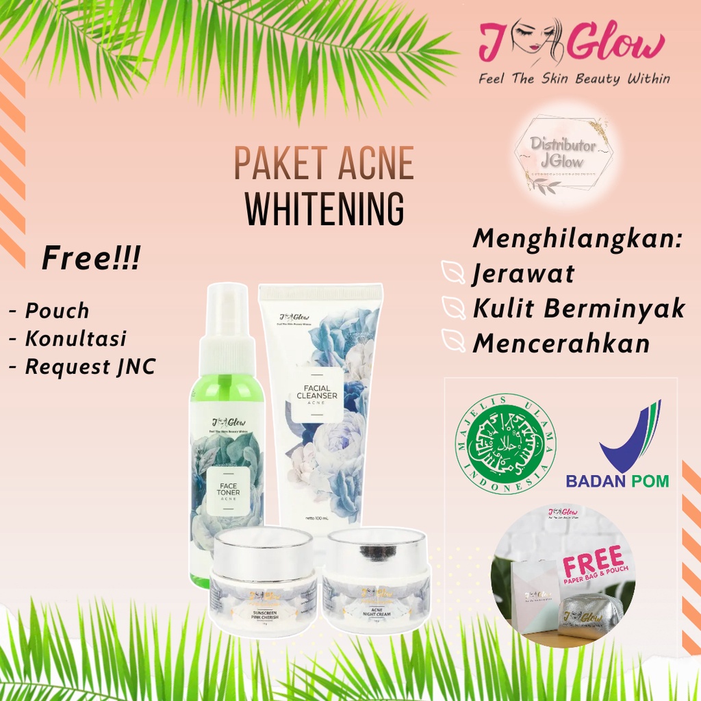 Jglow J glow Jiglow Skincare Paket Acne Whitening Minyak Jerawat Cream Klinik JNC 3 Dokter Farmasi J