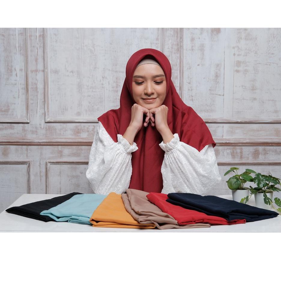 BISA COD [Original FDN] Kerudung Voal Polos Premium Lasercut, Jilbab Segiempat Polos, Hijab Segiempa
