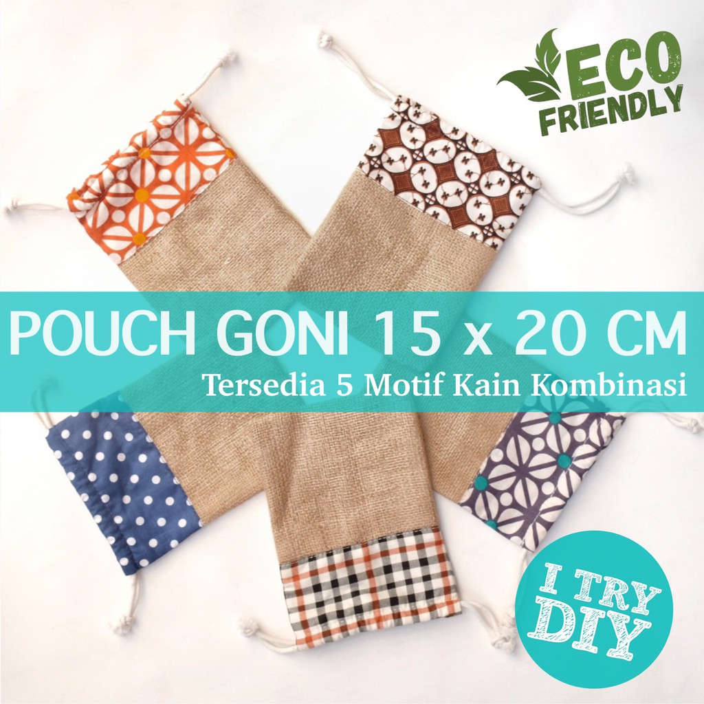 Pouch Goni Motif 15 cm x 20 cm - Kantung Goni - Burlap Organizer - Mini Jute Sack