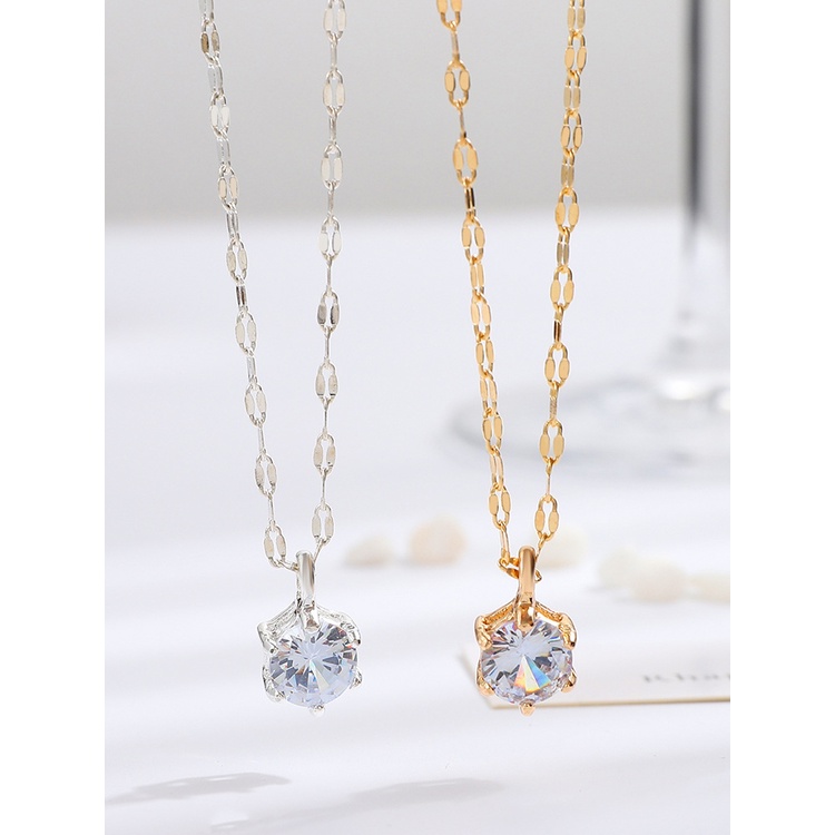 Kalung Choker S925 Silver Solid Dengan Liontin Berlian Zirconia Untuk Wanita