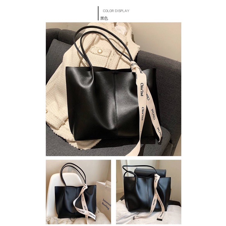 Tas Wanita Totebag Bahu Kerja Kuliah Kampus Tottebag Size Besar Bahan Kulit Free Pouch/Premium Tote 