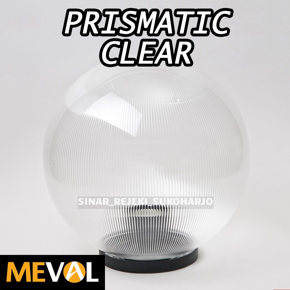 TERLENGKAP! Meval Kap Lampu Taman Outdoor Bulat Putih Susu / Plain Clear Bening Polos Prismatic 8 Inch 20 cm Lampu Taman Prismatic Clear