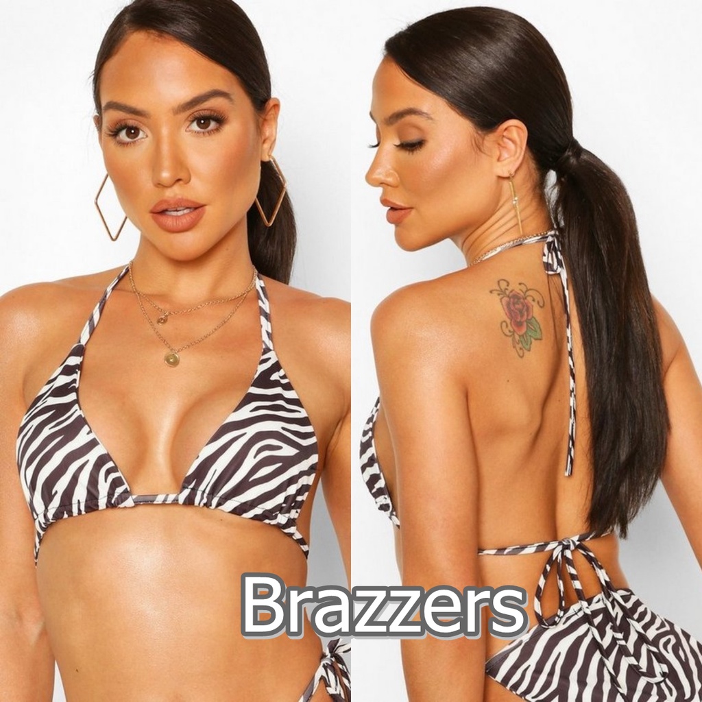 Bra Swimsuit Set Bikini Pantai Tali Leher Segitiga Tanpa Kawat Celana Dalam Cd Segiempat Segi Empat 