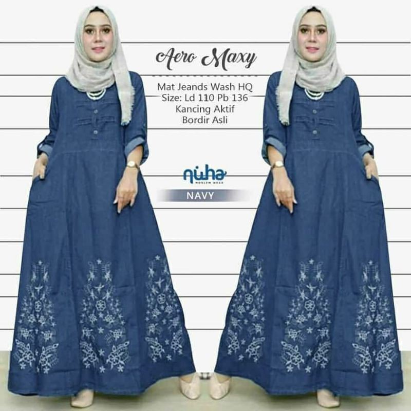 AERO MAXY | GAMIS WANITA JUMBO | DRESS JEANS BIG SIZE KEKINIAN