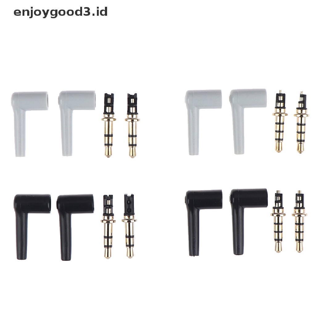 2pcs / Lot Jack Plug 3.5mm 90 Derajat 3 / 4 Pole 3.5 Lapis Emas