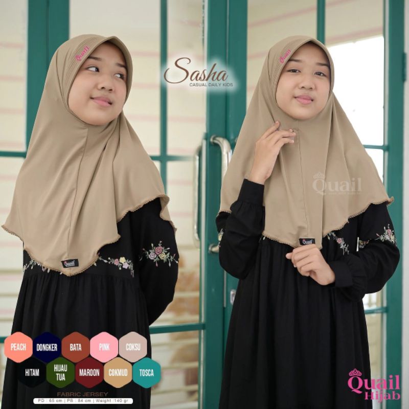 SASHA QUAIL HIJAB DAILY HIJAB ANAK JILBAB ANAK MASKER NIQAB KIDS JILBAB CADAR ANAK