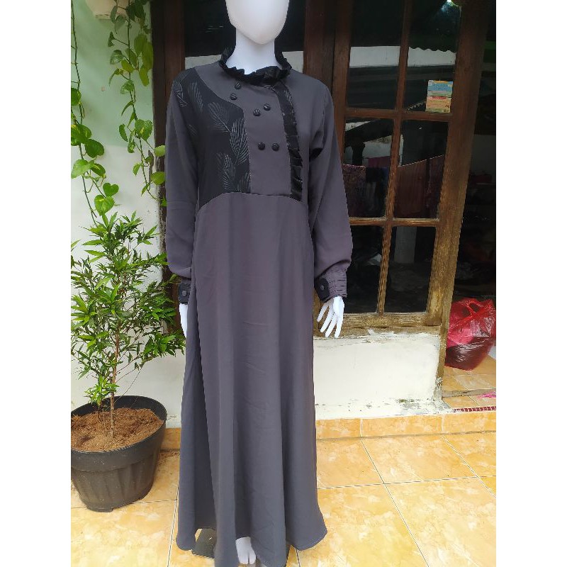 stelan gamis marzan by sultan kombinasi embos mina